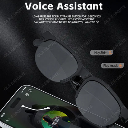 New Smart Glasses Men Bluetooth 5.3 Earphones Anti-Blu-ray Stereo headset Dual Speaker Touch Music Control Headphone Sunglasses