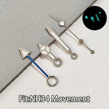 For NH34 GMT Hands Watch Hand Parts Blue&green BGW9 Luminous Suitable For NH35 Automatic Movement Watches Pointer Accessories