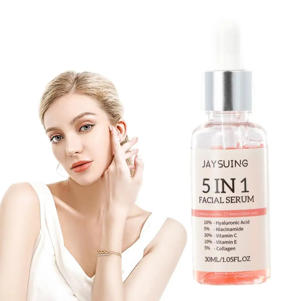 1/2/3pcs 30ml 5 In 1 Face Serum Moisturizing Vitamin C Hyaluronic Acid Facial Serum Shrink Pores Skin Care