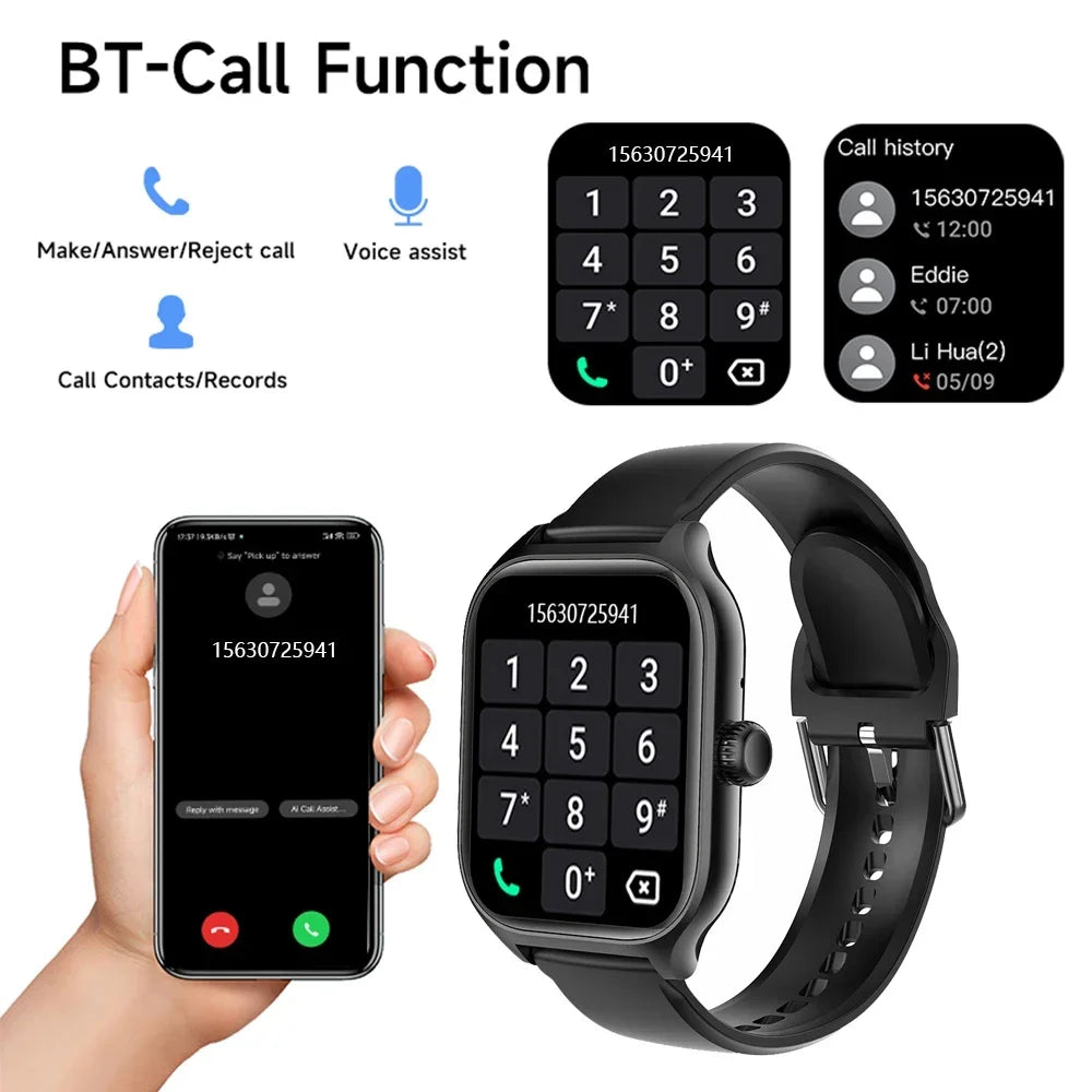 2024 Bluetooth Answer Call Smart Watch Men 1.73 inch Full Touch Fitness Tracker Waterproof Sport Smartwatch Women PK GTS4 Pro