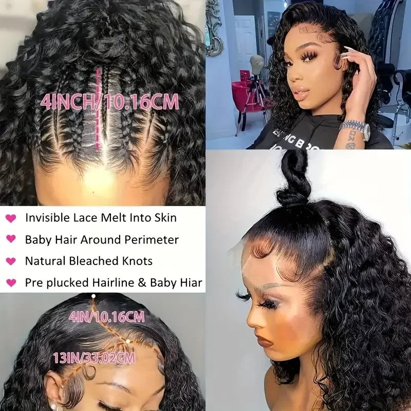 Mongolian Kinky Curly Wig Human Hair 13x4 Curly Lace Front Human Hair Wigs Glueless Deep Curly Lace Closure Wig For Women 180%