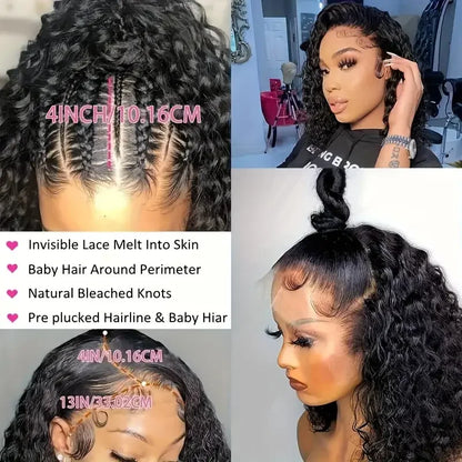 Mongolian Kinky Curly Wig Human Hair 13x4 Curly Lace Front Human Hair Wigs Glueless Deep Curly Lace Closure Wig For Women 180%