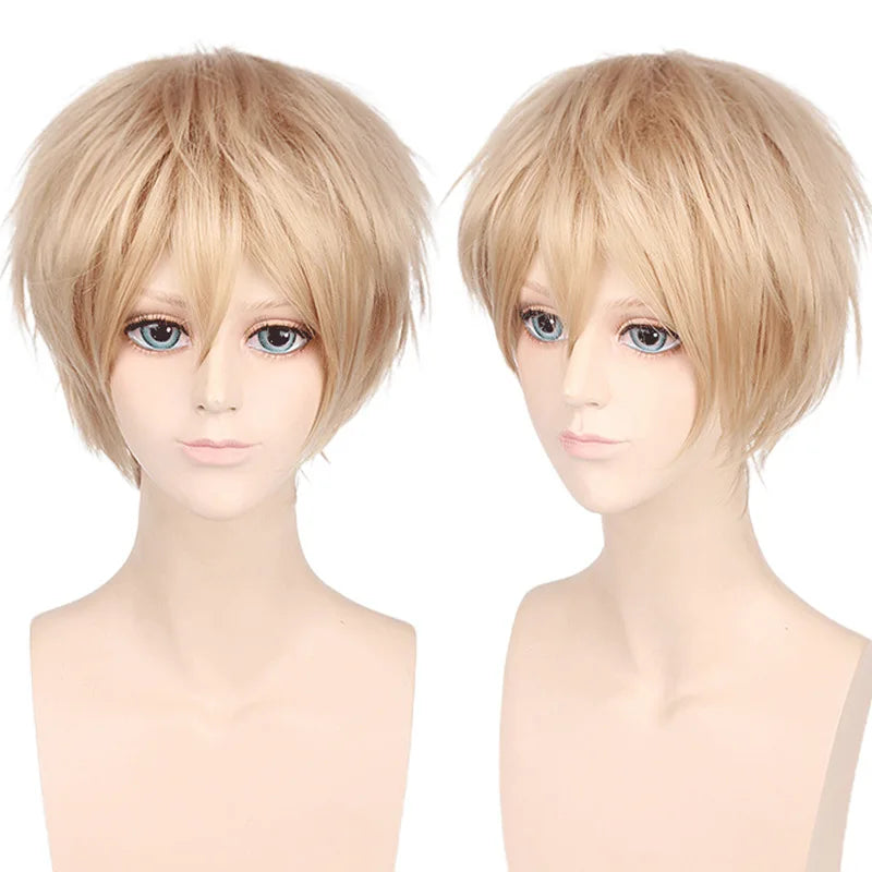 New Concubine Synthetic Bob Men's Short Straight Hair Cover Fake Cosplay Wig Ombre Green Black Blue Blonde Hairpiece