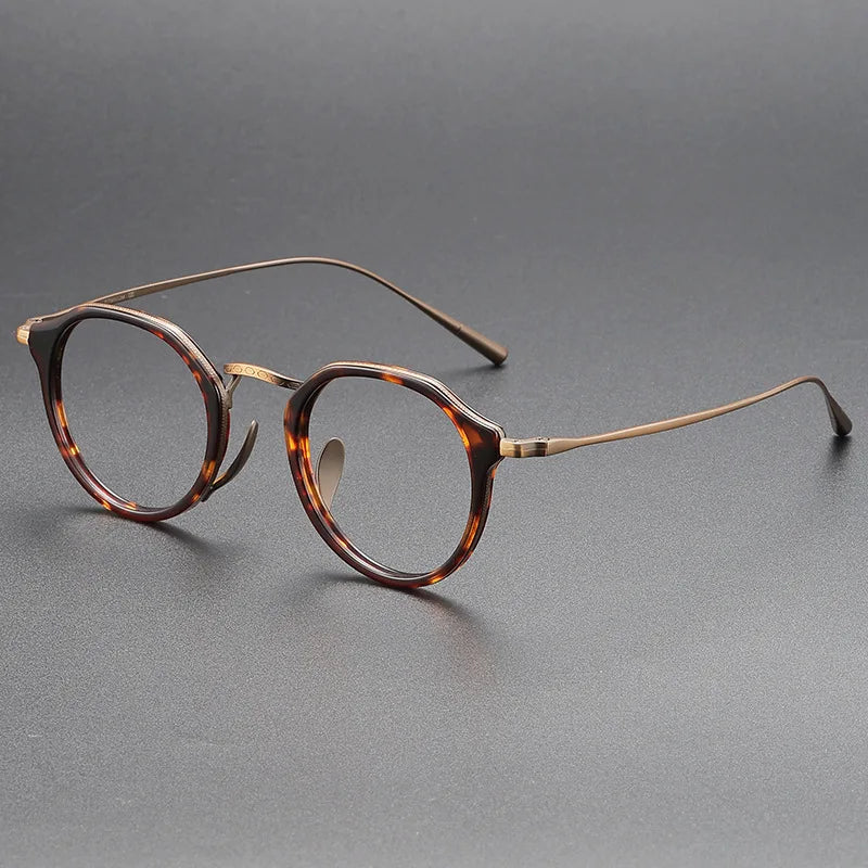 EOOUOOE Fashion Men Women Titanium Eyeglass Tortoise Acetate Retro Glasses Frame Optics Myopia Hyperopia Prescription Lenses