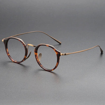 EOOUOOE Fashion Men Women Titanium Eyeglass Tortoise Acetate Retro Glasses Frame Optics Myopia Hyperopia Prescription Lenses