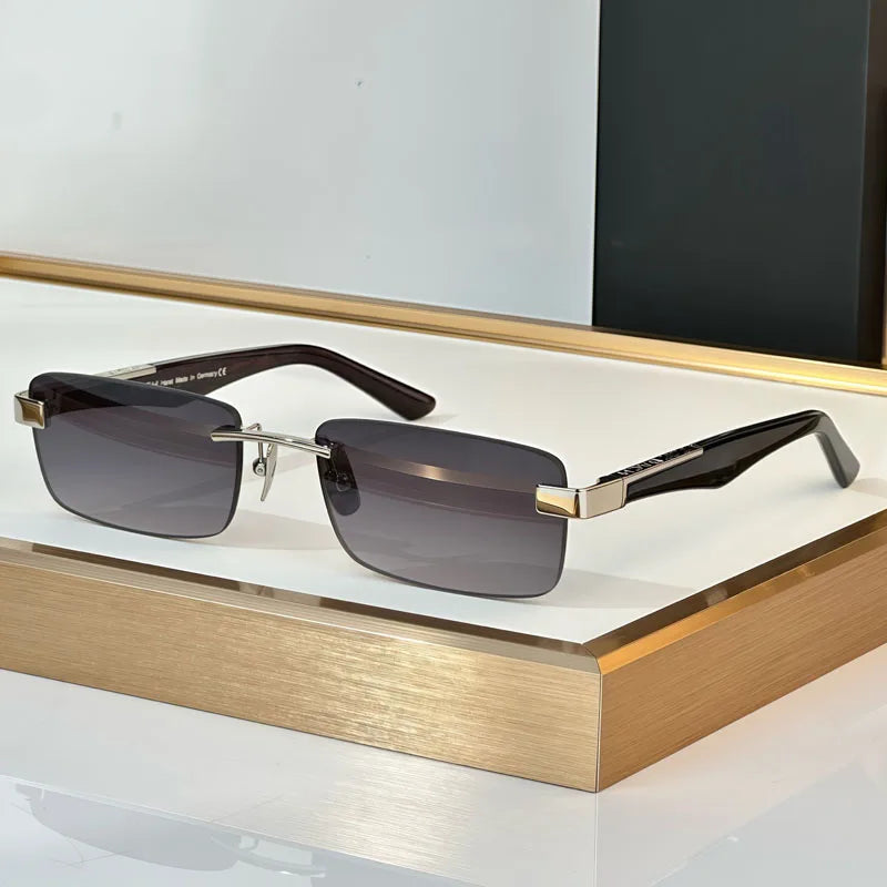 THE ARTIST III Designer Rimless Sunglasses Rectangle Men Alloy Acetate Germany Brand Trendy Classical High Quality Women UV400