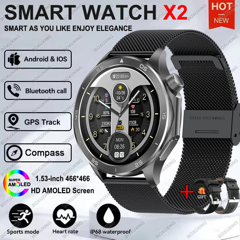 For OPPO Watch X2 High-End Business Watch Men 32Gb Memory Video Playback Smart Watch Sports Fitness Waterproof Bracelet 2025 New