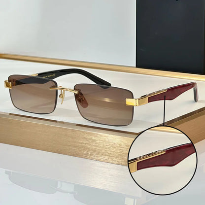 THE ARTIST III Designer Rimless Sunglasses Rectangle Men Alloy Acetate Germany Brand Trendy Classical High Quality Women UV400