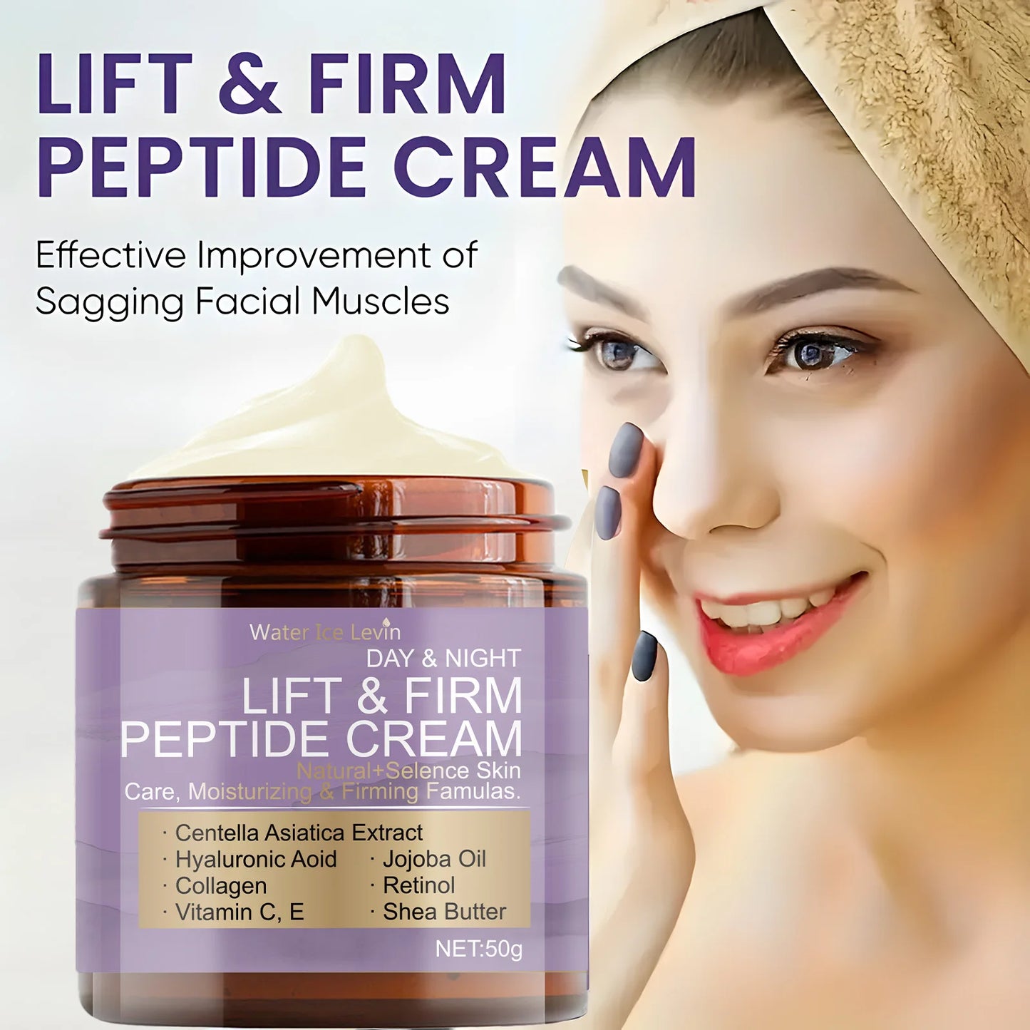 Water Ice Levin Day & Night Peptide Cream: for 24/7 Lifting & Firming With Retinol, Vitamin C & Hyaluronic Acid.
