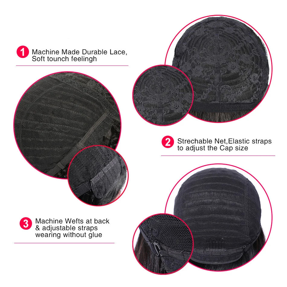 Natural Wavy Human Hair Wigs with Bangs Loose Wave Curly Wigs for Women None Lace Front Wigs Brazilian Remy Human Hair for Daily