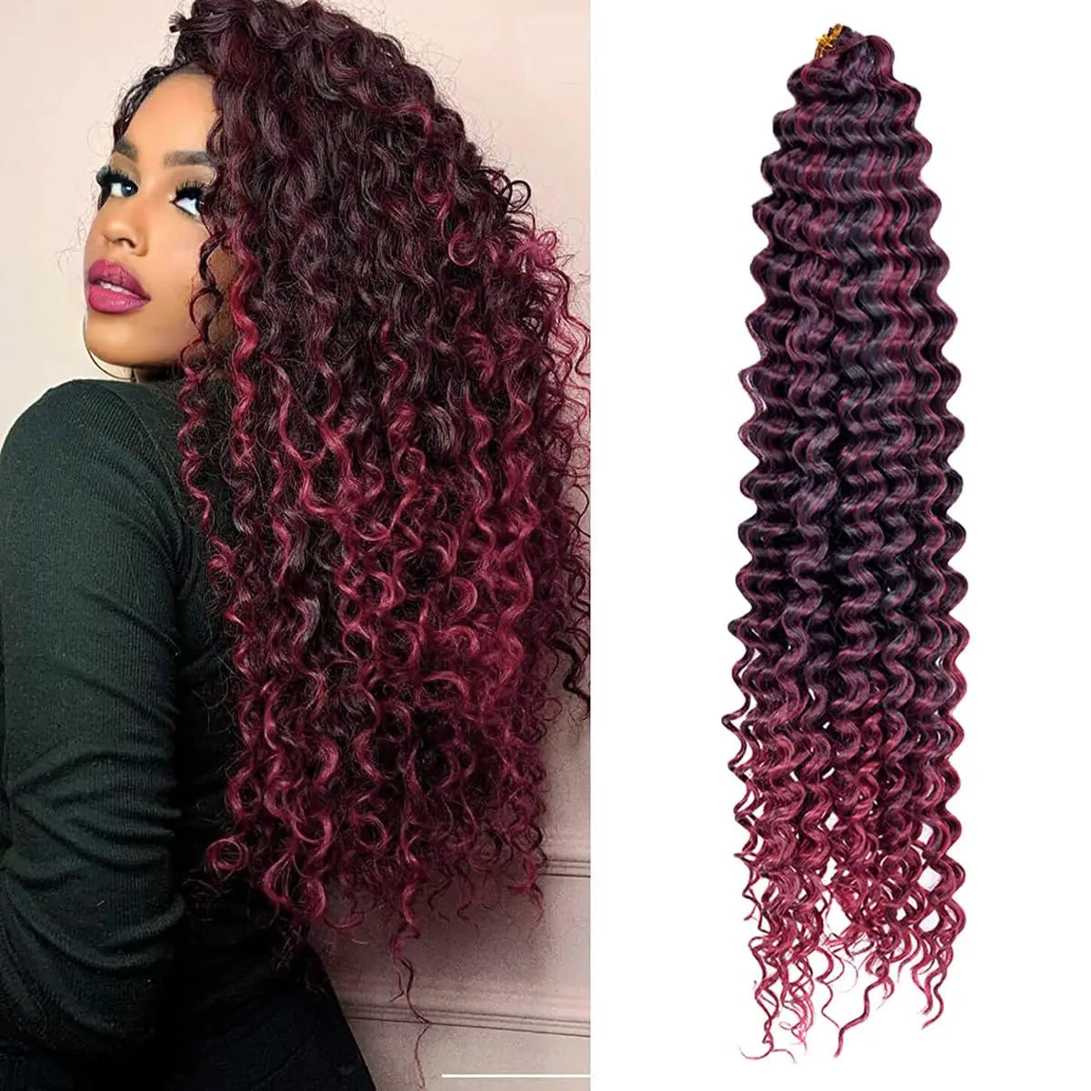 Long Deep Wave Braiding Hair 28 Inch Ocean Wave Crochet Hair Synthetic Deep Curly Crochet Hair Extensions For Black Women