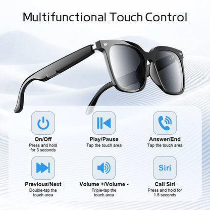 Smart Glasses AI Wireless Glasses Bluetooth Call Prescription Glasses Custom Wireless Earphones Men's Sunglasses UV Protection