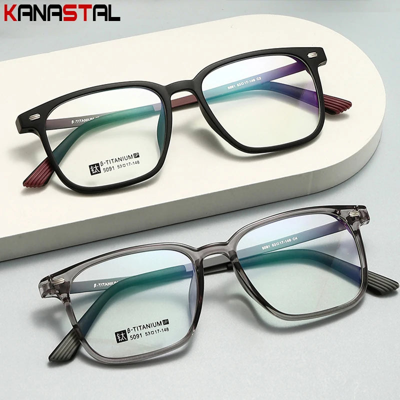 Men Rubber Titanium Square Eyeglasses Frame Anti Fatigue Lenses Women Computer Glasses Prescription Myopia Reading Eyewear Frame