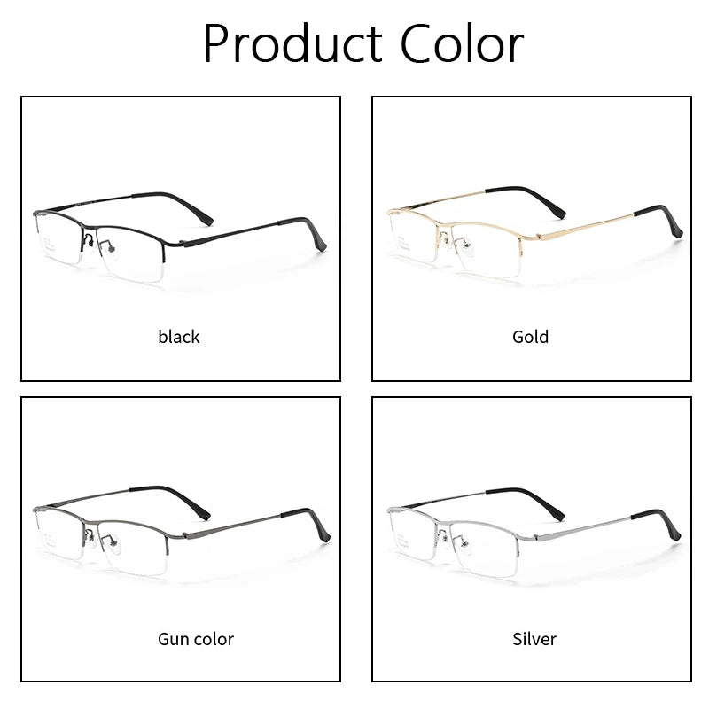 Simple Versatile Glasses Frame Men Ultralight Pure Titanium Square Half Frame Transparent Lens High Quality Optical Eyeglasses