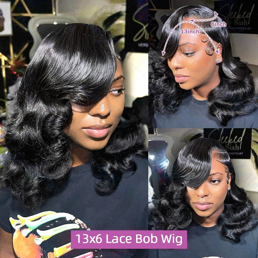 Links 200 Density Short Bob Body Wave Human Hair Wigs 13x6 HD Transparent Body Wave 13x4 Lace Wig 5x5 Glueless Closure For Women