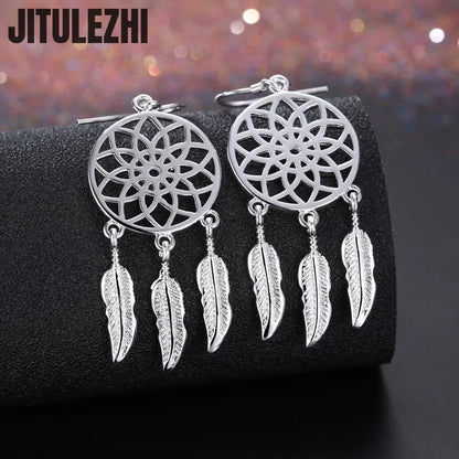 925 Sterling Silver Earrings For Woman Classic Designer Party Engagement Wedding Jewelry Dream Catcher Feathers Fine Jewelry
