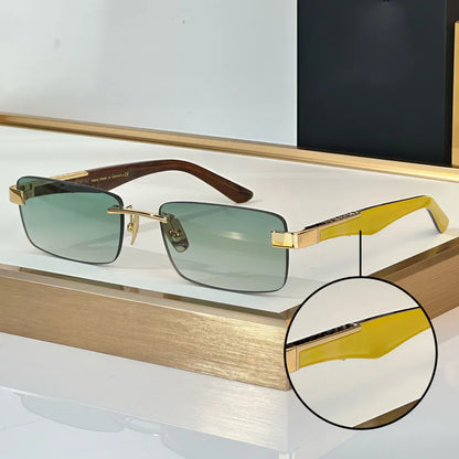 THE ARTIST III Designer Rimless Sunglasses Rectangle Men Alloy Acetate Germany Brand Trendy Classical High Quality Women UV400