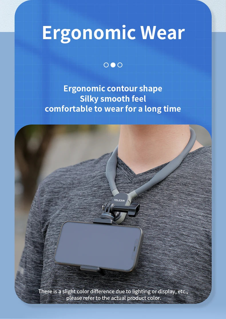 TELESIN Neck Hold Mount for GoPro Hero 13 12 11 10 9 8 7 6 5 Insta360 DJI Osmo Action Smartphone Magnetic GoPro Accessories