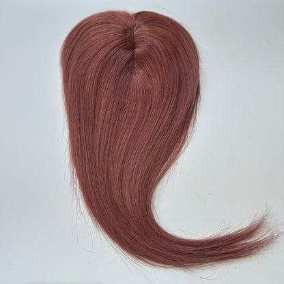 Hair Topper With Bangs Women 100% Human Hair Wigs Clip In Hairpieces Blonde Natural Straight Hair Topper Silk Base 35cm