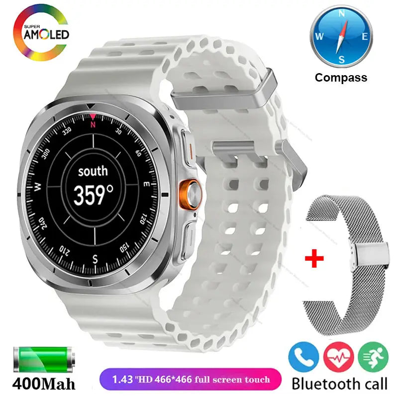 2025 New Watch Ultra Official Original Smartwatch 47mm AMOLED ChatGPT GPS NFC Compass Clock Bluetooth Call Smart Watch Men Women