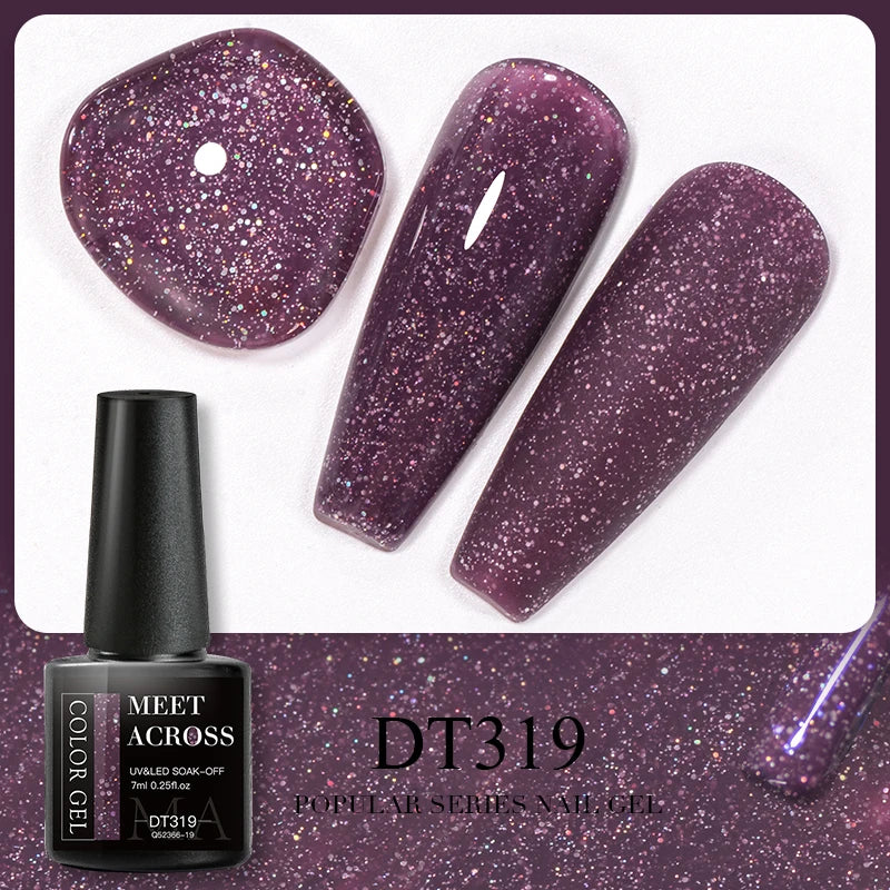 7ML Wine Red Gel Nail Polish Christmas Red Glitter Semi Permanent Varnish Nail Supplies Soak Off UV LED Nail Art Gel Polish DIY