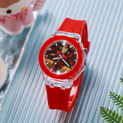 Disney Mickey Children Watches Girls Color Light Source Silicone Princess Elsa Kids Watch Boys Gift Wrist Clock