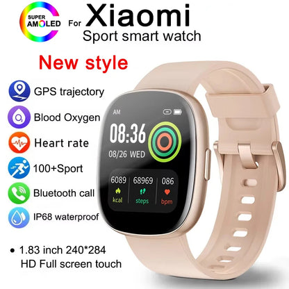 For Huawei Xiaomi Sports Smart Watch Men Women 1.83 Inch AMOLED HD Screen Heart Rate IP68 Waterproof Bluetooth Call Smart Watch