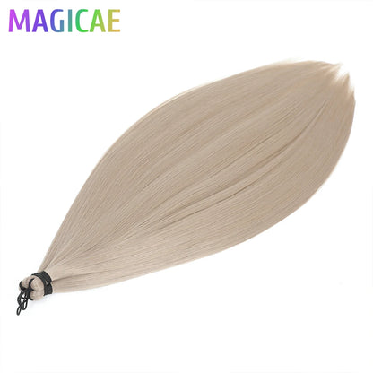 28Inches 3PCS Ariel Straight Crochet Hair Bundles Braids Ombre Blond White 60# 16/56C Light Brown 12# M812# Braiding Silver Hair