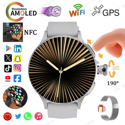 2025 New GT200 Smart Watch Men Women AMOLED Display 4G+32G GPS HD Camera Video Call NFC 4G SIM Card Smartwatch For Android IOS