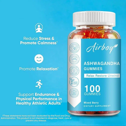 Ashwagandha Gummies - Balance Cortisol Levels, Improve Sleep Quality, Relieve Stress, Relax, Enhance Memory and Concentration
