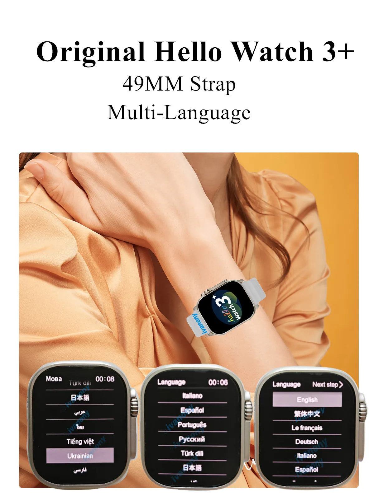 Smart Watch Hello Watch 3 Plus Bluetooth Call Voice Assistant 49mm AMOLED 4GB/ROM NFC GPT Compass Photo Album Smartwatch Men