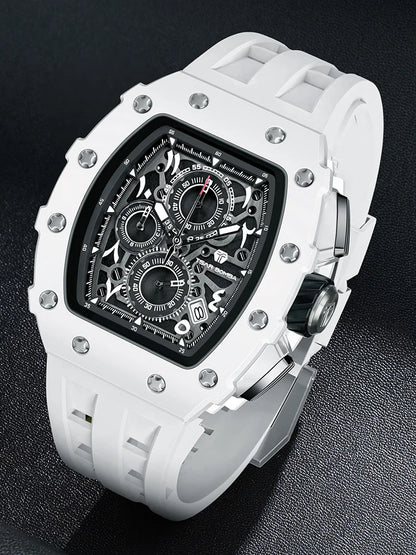 TSAR BOMBA Watch for Men Luxury Brand Tonneau Design Waterproof Clock Stainless Steel Wristwatch Fashion Rectangle Mens Watch