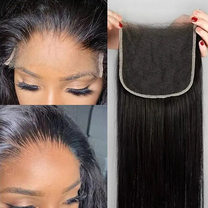 Lace Frontal Closure 5X5 Brazilian Human Hair 5x5 Free Part Natural Black Straight Lace Closure 10/12/14/16/18/20/22/24 inch