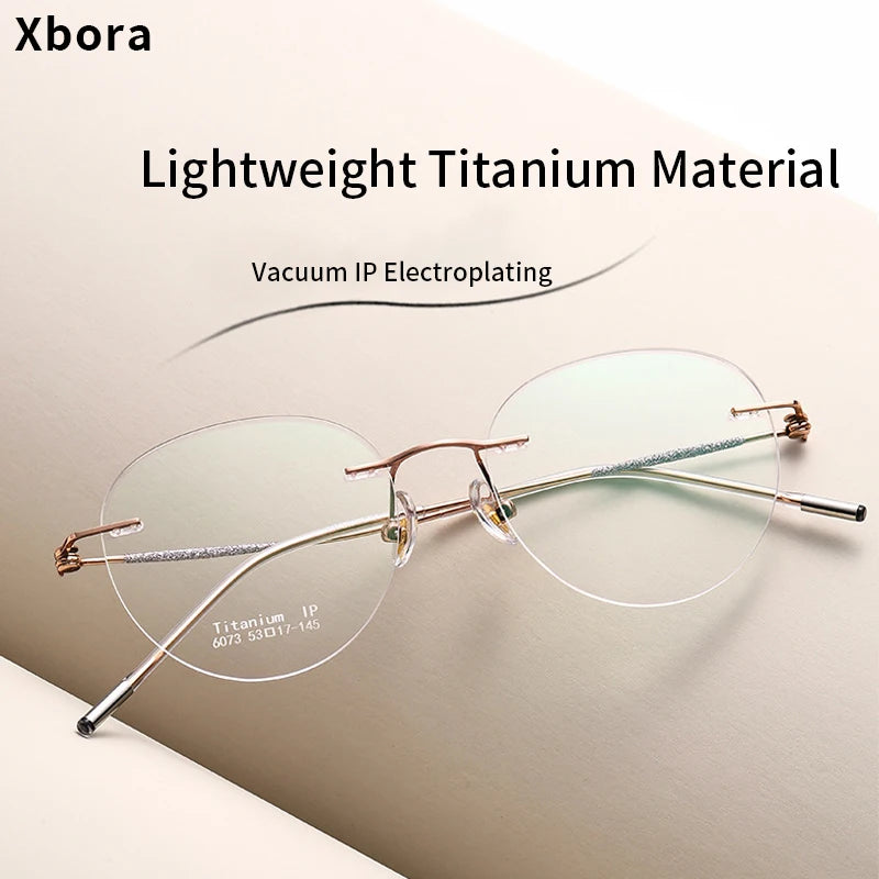 Xbora Ultra-light Titanium Men's And Women's Frameless Anti-blue Light Myopia Glasses Frame Prescription Optical Eyeglasses 6073