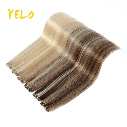 Yelo Highlight Blonde Human Hair Weft Double Weft Hair Bundles Sewing In Hair Weaves Real Human Hair Extension For Salon