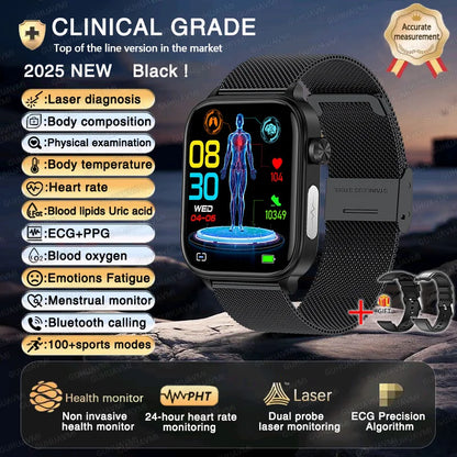 2025New ECG+PPG AI Health Diagnose Smart Watch Men Women Clock Blood Lipid BP Uric Acid Heart rate Tracker For Xiaomi Smartwatch