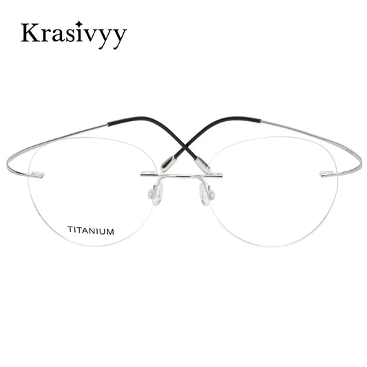 Krasivyy Round Rimless Glasses Frame Men Ultralight Myopia Prescription Eyeglasses Women Vintage Pure Titanium Optical  Eyewear