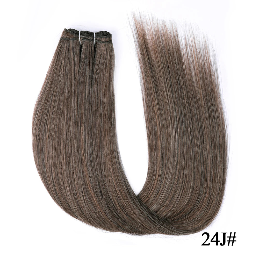 Straight Hair Extensions Synthetic Smooth Ombre Hair Weaving 26 inches brown Synthetic Straight Hair Bundles Full To End