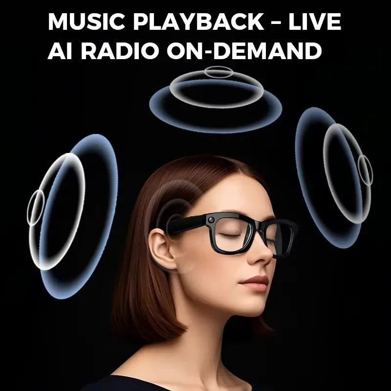 Smart Glasses Voice Assistant AI Translation 1080P HD Camera Bluetooth Call Outdoor Sports Headphones Sunglasses For Men Women