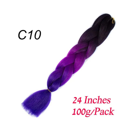Synthetic Jumbo Braiding Hair Extension 24 " Heat Resistant Fiber In Bulk Ombre Synthetic Jumbo Braids Hair For Red Black Women