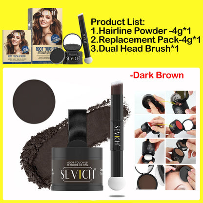 SEVICH Replaceable Hairline Powder Kit Refill Hairline Shadow Powder Root Cover Up Hair Concealer Double Ended Makeup Brush