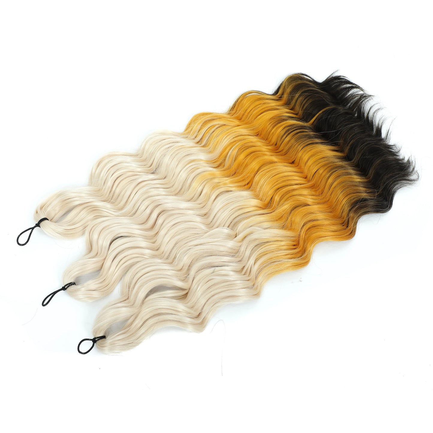 Anna 3Pcs 24Inch 300g Ombre Rainbow Pink Loose Deep Wave Twist Crochet Braids Sliver White Synthetic Hair Wavy Extension Braids