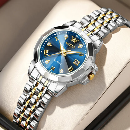 OLEVS Watch 9931X Ladies Perfume Watch Original Elegant Quartz Watch Waterproof Luminous Stainless Steel Date Set Watch Bracelet