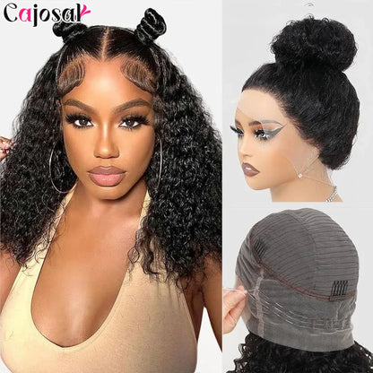 250 Density Invisi Strap 360 Full HD Lace Frontal Kinky Curly Wig Black Human Hair Drawstring Snug 30 inch Water Wig Glueless