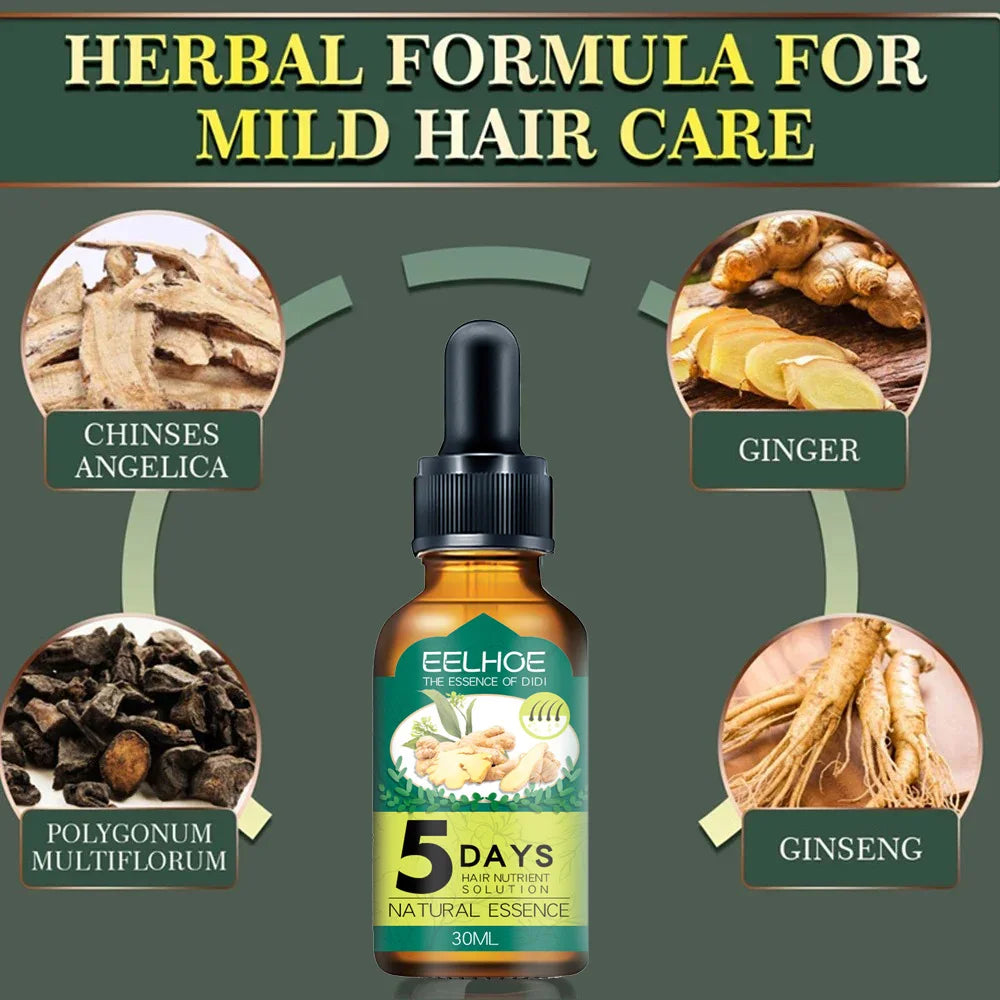 Fast Effective Growth Hair Essential Oil 5 Day Ginger Prevent Hair Loss Scalp Treatment Thicker Hair Care Products For Men Women