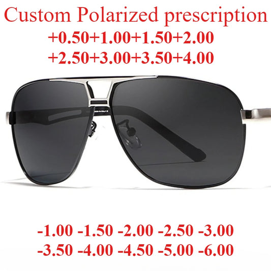63-16 Metal Double Bridge Large Frame Polarized Sunglasses for Men Driving Reading Custom Prescription Glasses