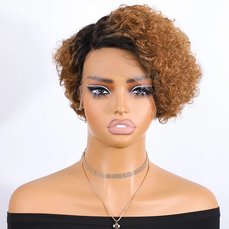 Black Pearl Pixie Wig Short Bob Wigs Curly Wigs Human Hair Wigs For Women 13x6x1 Lace Front Wigs Pelucas De Cabello 100 Humano