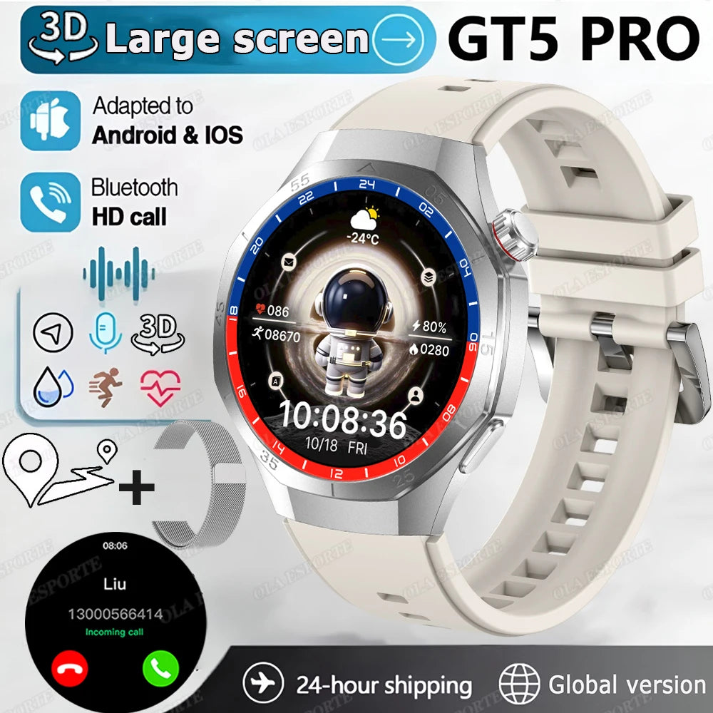 2025 WATCH 5 Smart Watch Men 1.52" HD AMOLED Screen Heart Rate Monitor Bluetooth Call GPS Sport Fitness Tracker Smartwatch Women