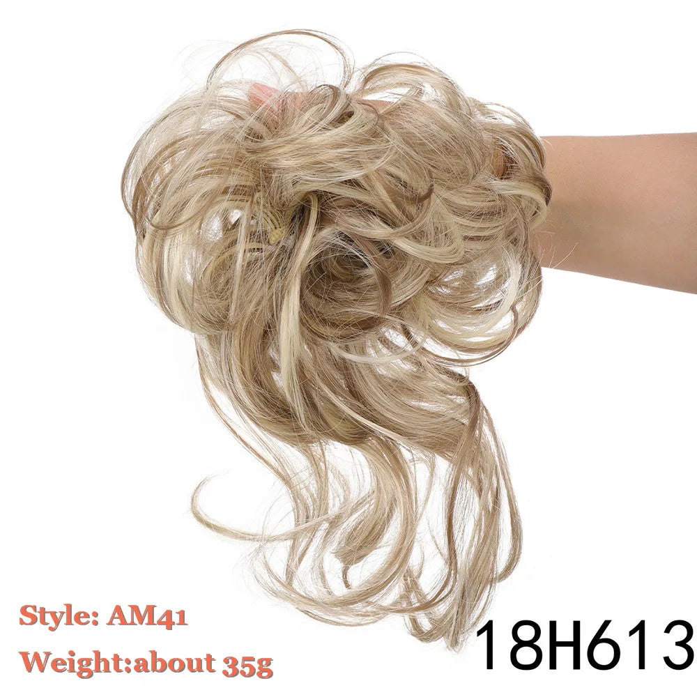 Synthetic Hair Bun Messy Scrunchies Hairpiece Elastic Chignon With Elastic For Women Donut Bun Ponytails Blonde Black Brown