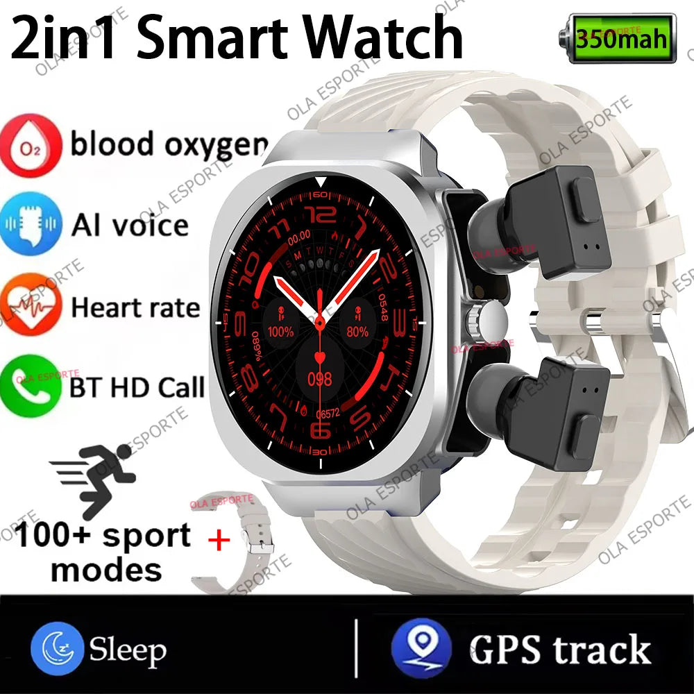 2025 2-in-1 Smart Watch With Earbuds GPS Smartwatch TWS Bluetooth Earphone Heart Rate Blood Pressure Monitor Sport Fitness Watch
